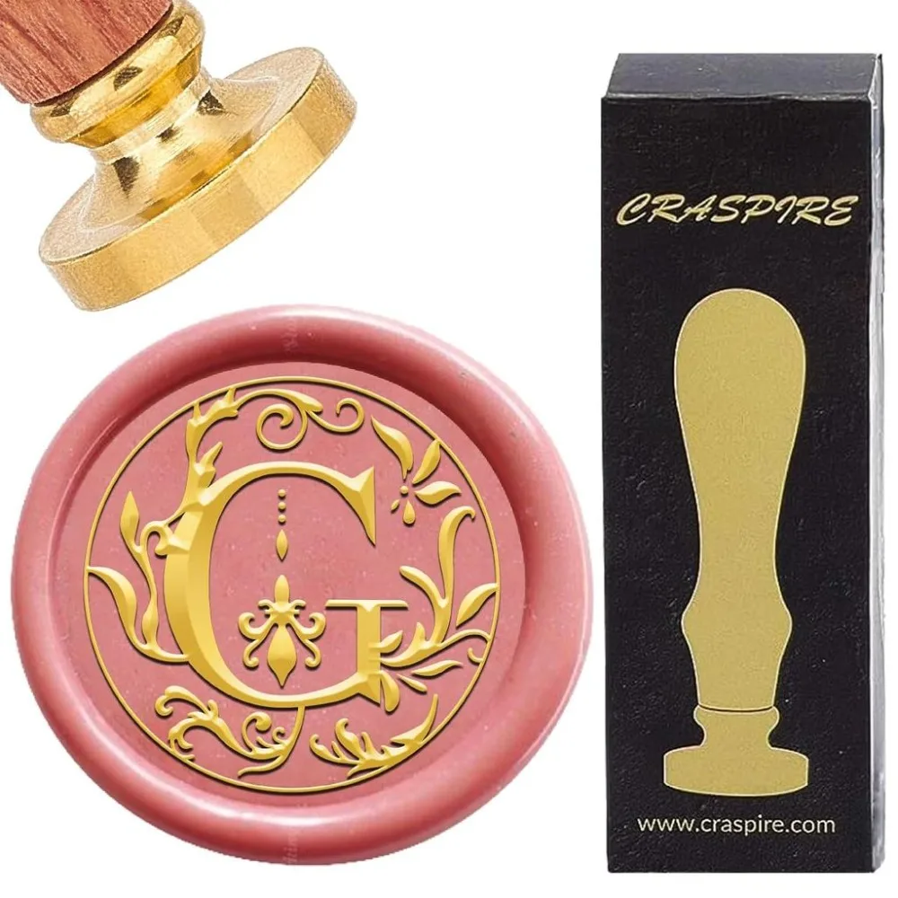 Letter G Seal Stamps Retro Alphabet Initials Sealing Stamp Classic Vintage 26 Letters A-Z 25mm Removable Brass Head Wood Handle