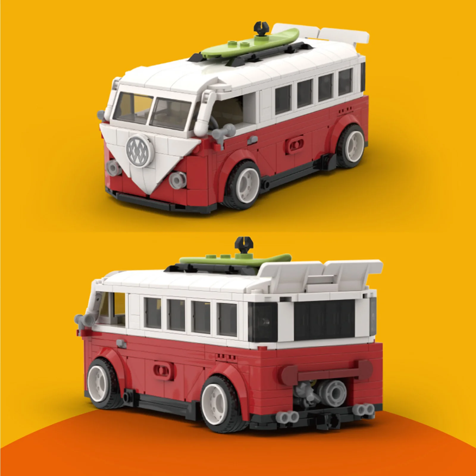 Moc retro 1970s estação de painéis de madeira vagão kit de construção clássico vintage sedan modelo com vitrine para presentes de verão coletor