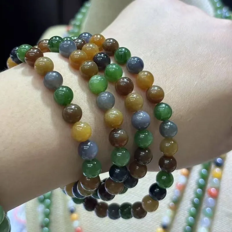 8Mm Four-Loop , Sweater Chain, Necklace, Hetian Jade, Imperial Purple, Brown , Gold Sugar Bracelet