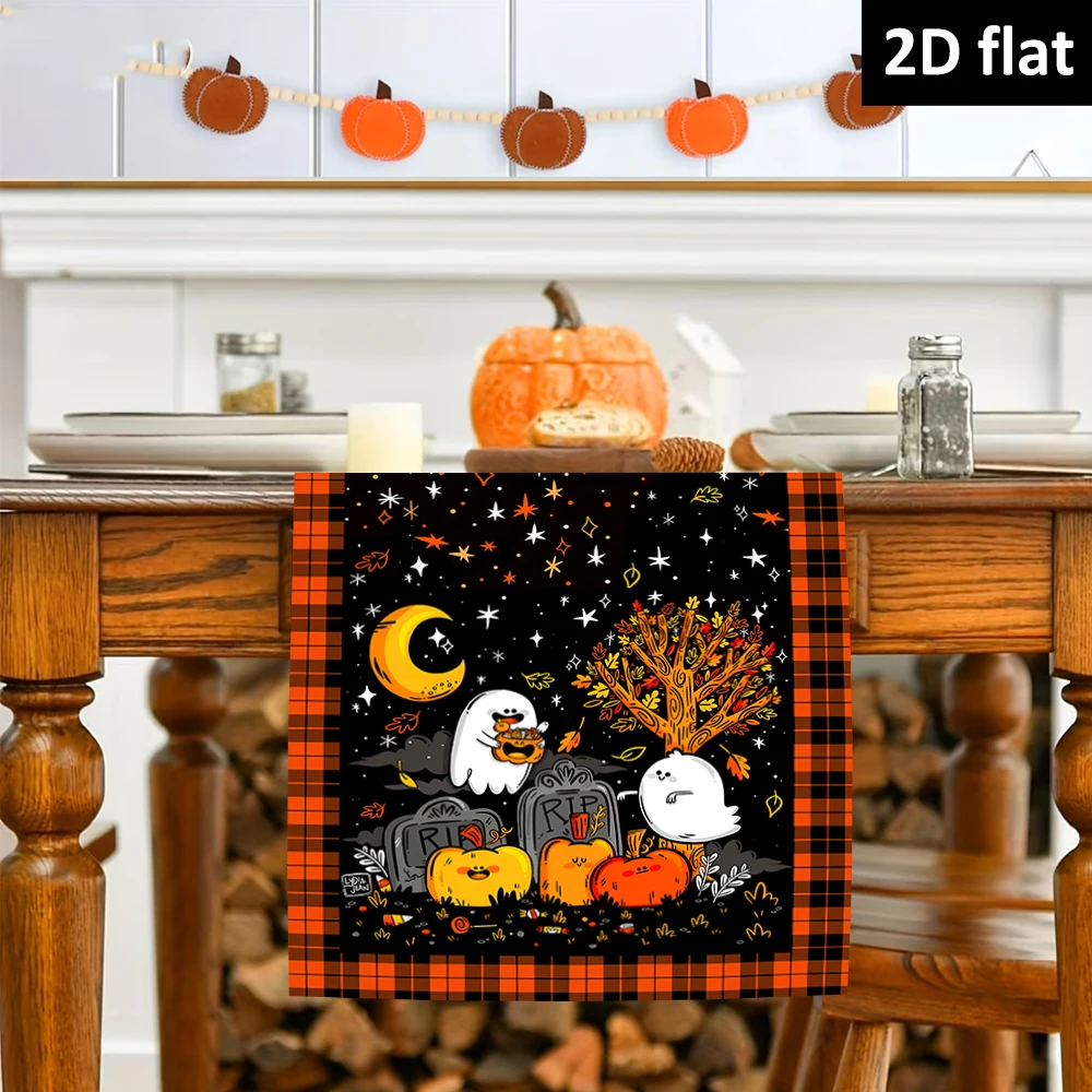 1 Stück Halloween Geist Boo Kürbis Fledermaus Tischläufer Party-Deko Wiederverwendbarer Küchen-Esstisch-Läufer Halloween-Dekorationen
