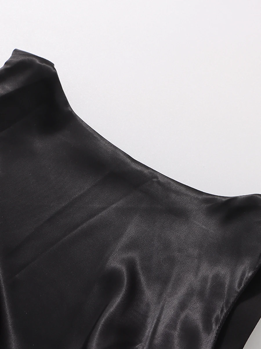 CHICEVER-vestido negro con estampado de puntos empalmados para mujer, cuello redondo, sin mangas, adelgazante, suave, intelectual, moda de verano