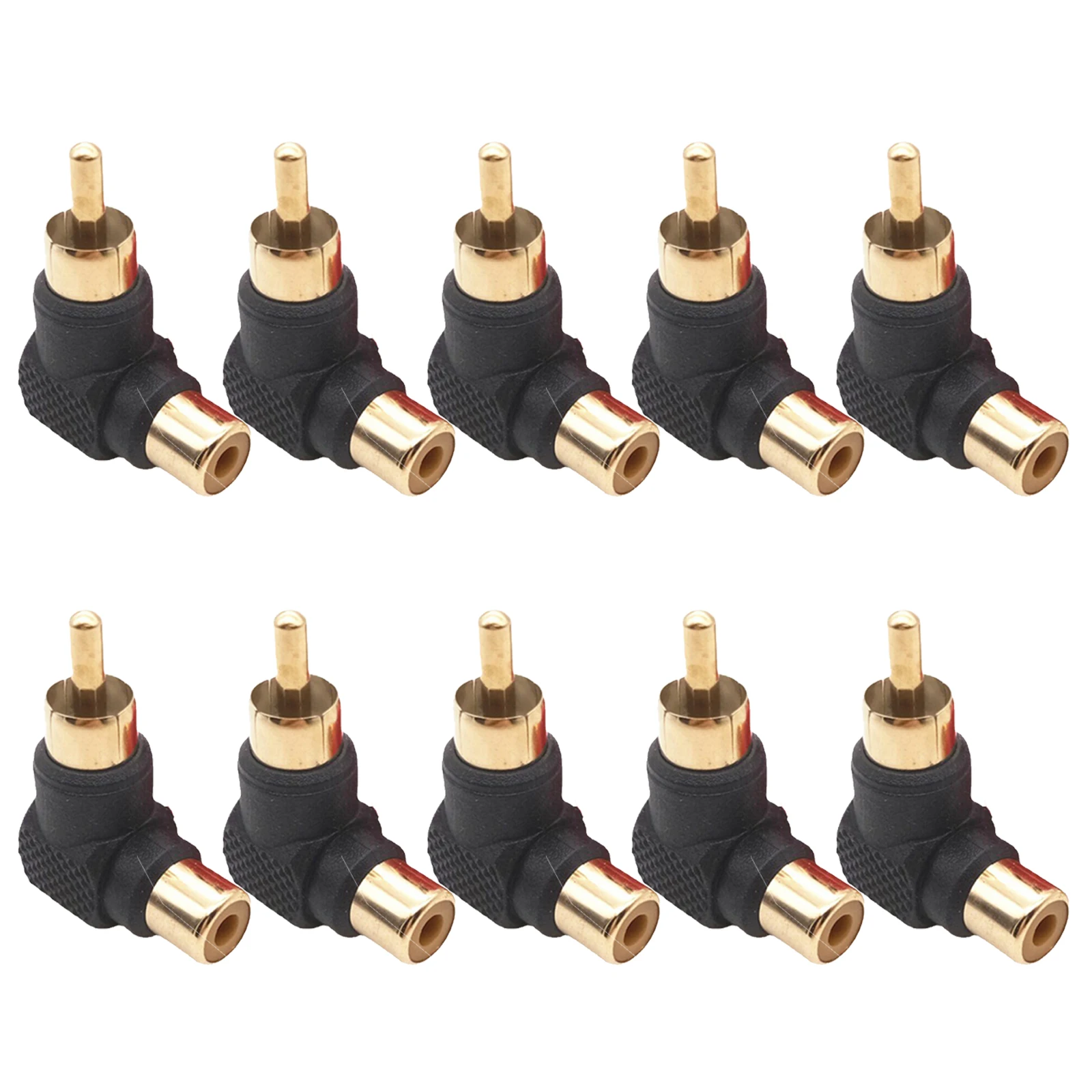 Improve your audio experience with this 10 pack of for rca male to female connectors Gold plated for better signal transmission