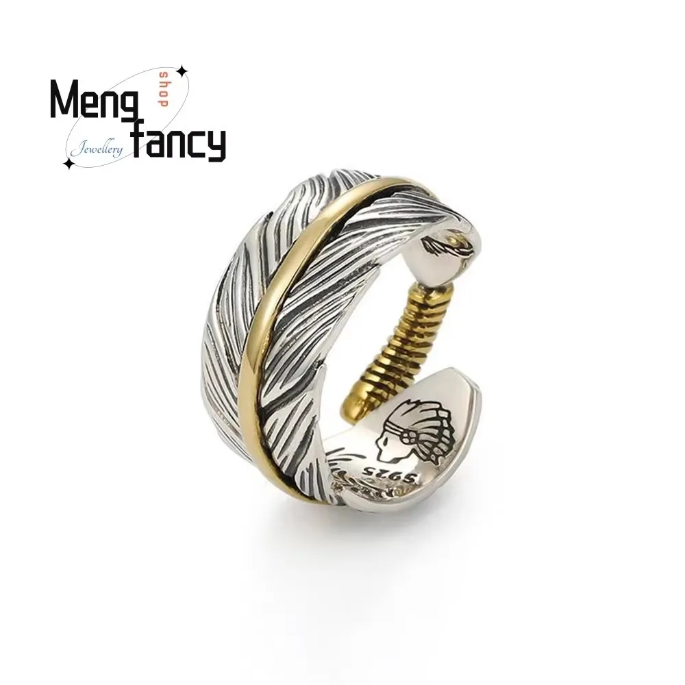 

Niche Design Feather Ring Couple Retro Trend Simple Elegant High-grade Handicraft Best Selling Exquisite Luxury Quality Jewelry