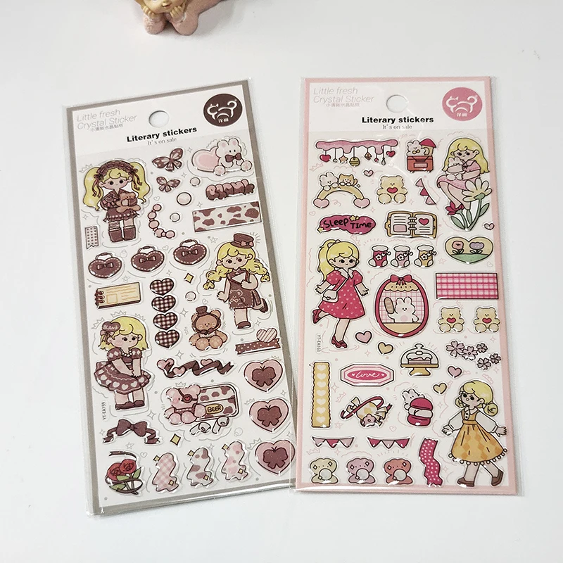 Pegatinas decorativas de cristal Kawaii Girl, calcomanías para manualidades, álbum de recortes, diario, etiqueta adhesiva, Cuenta de mano, papelería