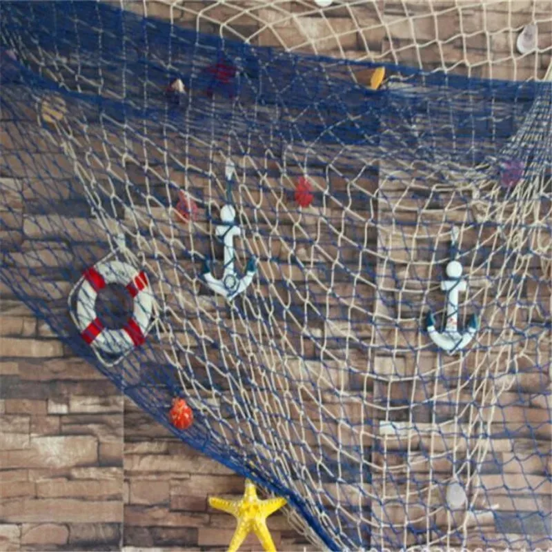 Mediterranean Style Decorative Hemp Rope Net Wall Hanging Room Party Decor Creative Fishing Net Playground Gift Top Quality