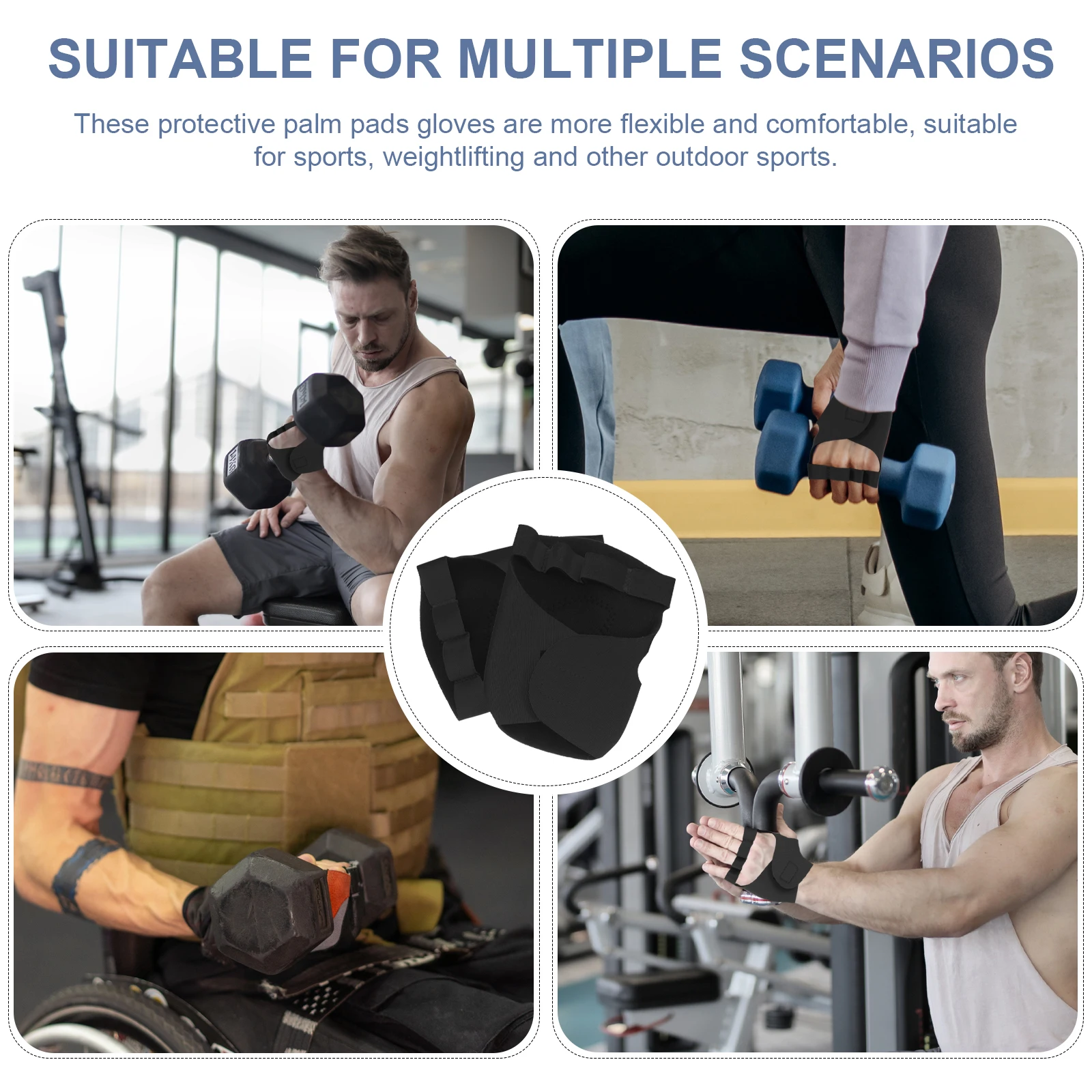 

Weightlifting Gloves Blue Gym Training Palm Pads Nonslip Ventilated Sports Wrist Straps Fitness Equipment Accessories