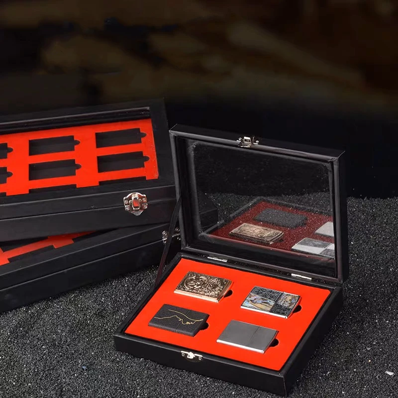 Black Lighter Holder Case Wood Lighter Display Box Case New Luxury Gift Case For Men Personality Lighter Collect Box