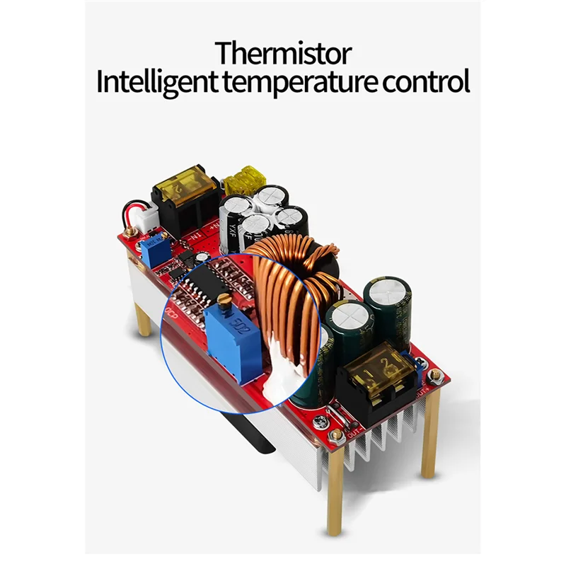 1500W DC-DC Booster Module 30A Adjustable Constant Voltage and Current Electric Vehicle Power Board+Fan 12-48V to 24-72V