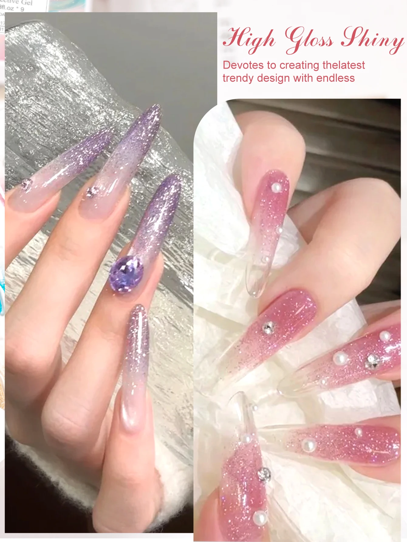 Mtssii 9-Farben-reflektierendes, glitzerndes, reflektierendes Glitzergel, neun Rahmen, schillerndes, reflektierendes, festes Nagellack-Gel, helle Nagelkunst