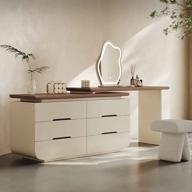 

Women Dressing Table Coffee Organizer Wood Service Dressing Makeup Table Cosmetics Mirrors for Bedroom Cajonera Madera Furniture