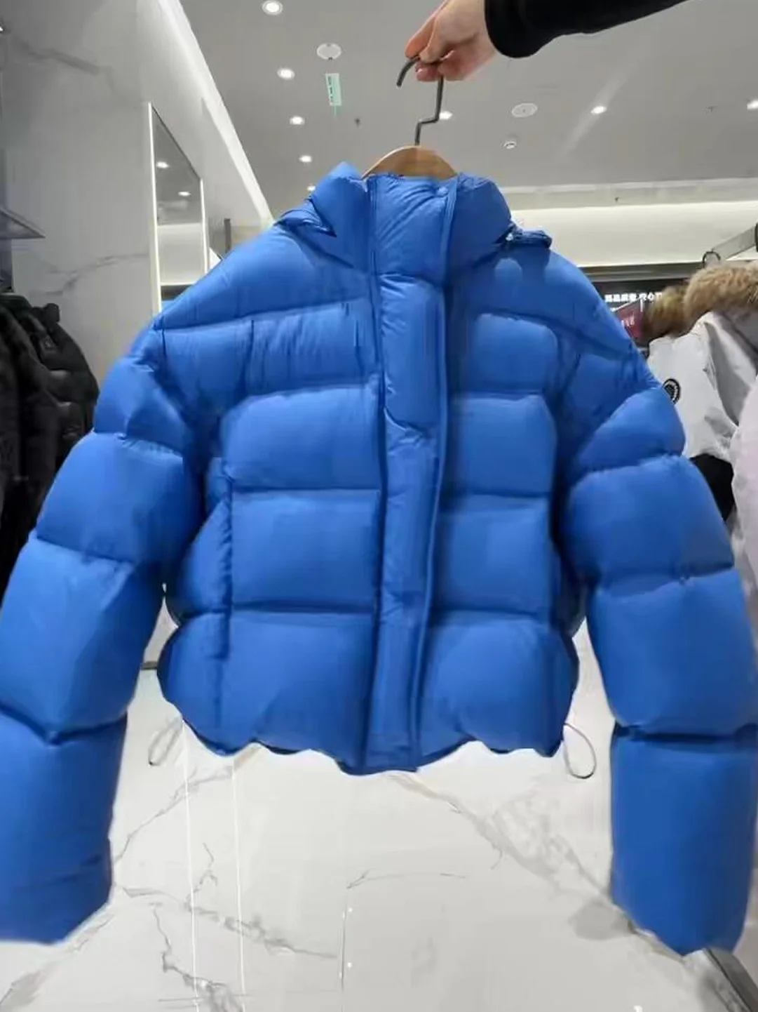 

High Quality Blue Puff Sensation Cotton Jacket Women's Commuter Style Bread Shape Warmth Fashionable Anti-Aging Winter Coat
