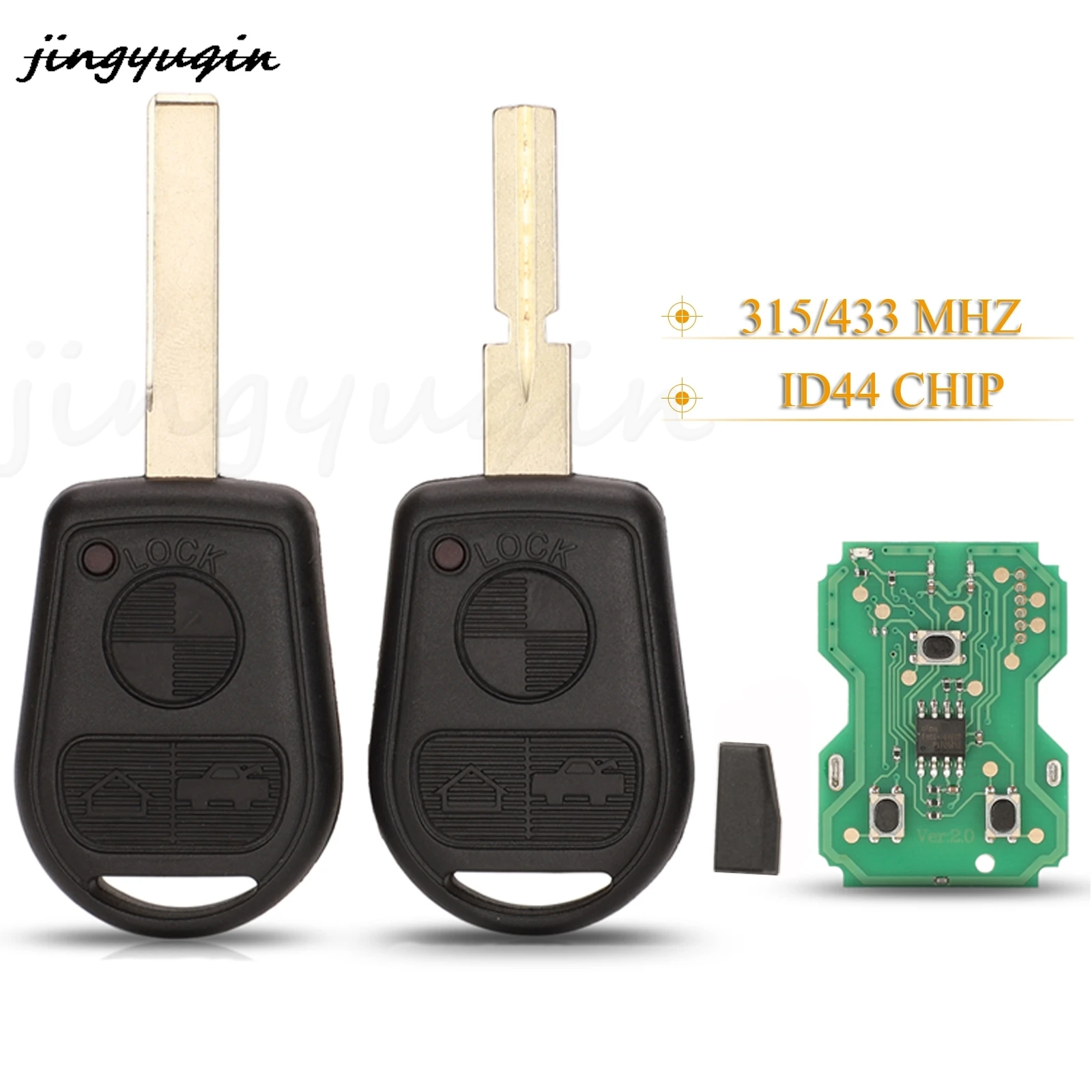 jingyuqin 3 Buttons Car Remote Key Fob 315/433Mhz ID44 PCF7935 Chip For BMW Z3 E31 E32 E34 E36 E38 E39 E46 Z3i HU58/HU92 Key 