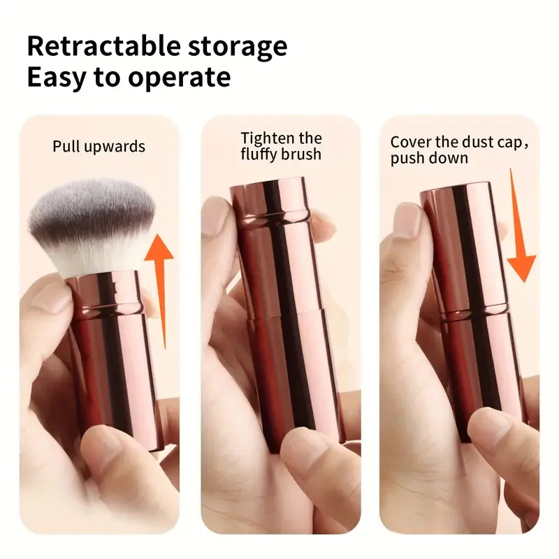 Multifunctional Face Makeup Brushes Retractable Kabuki Brushes Travel Powder Foundation Blush Makeup Brush for Blending Liquid
