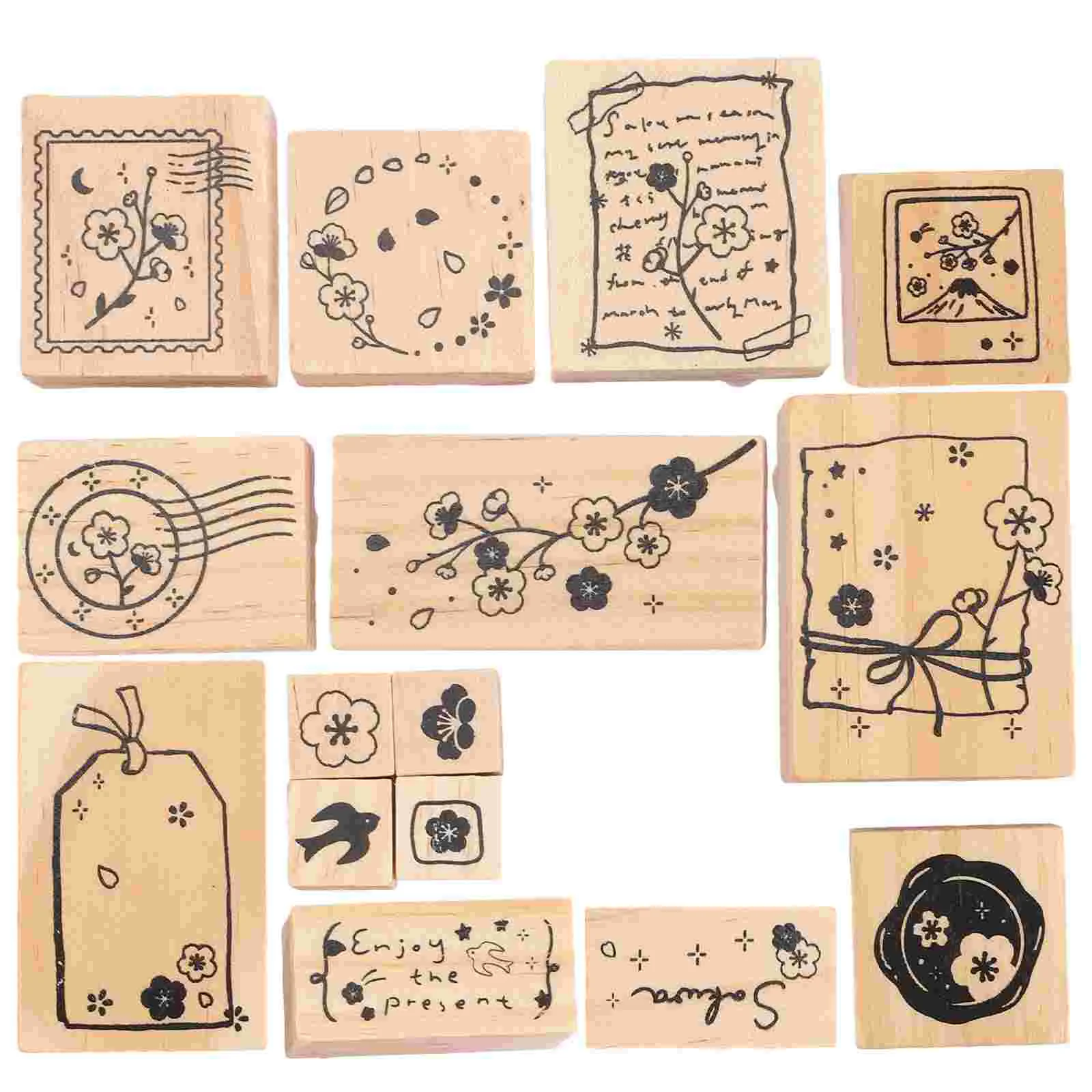 Ambachten voor kinderen Handstempel Feestartikelen Huishoudelijk Botanisch Houten Scrapbook Decor