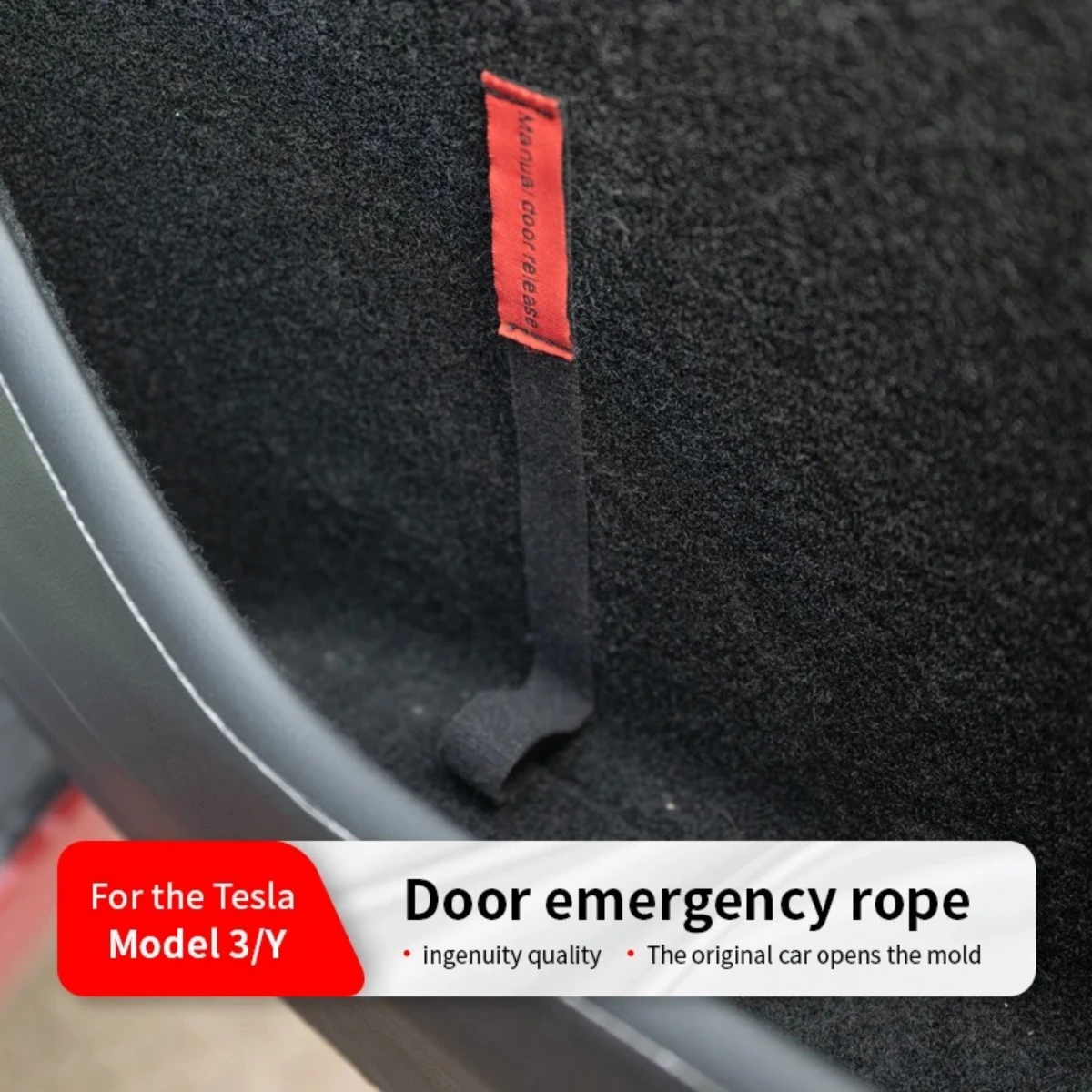 For Tesla Model 3 Y Car Door Emergency Handle Extended Manual Door Release Emergency Safety Pull Rope Emergency Puller Button