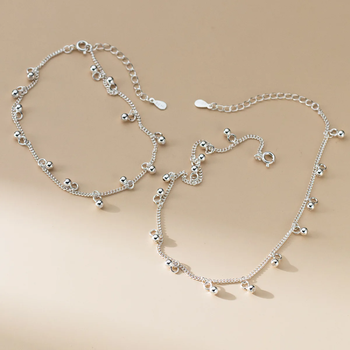 925 Sterling Silver Bracelet On The Leg Exquisite Silver Bead Fringed Bracelet Anklet S7720 Anklets For Woman Foot Bracelet