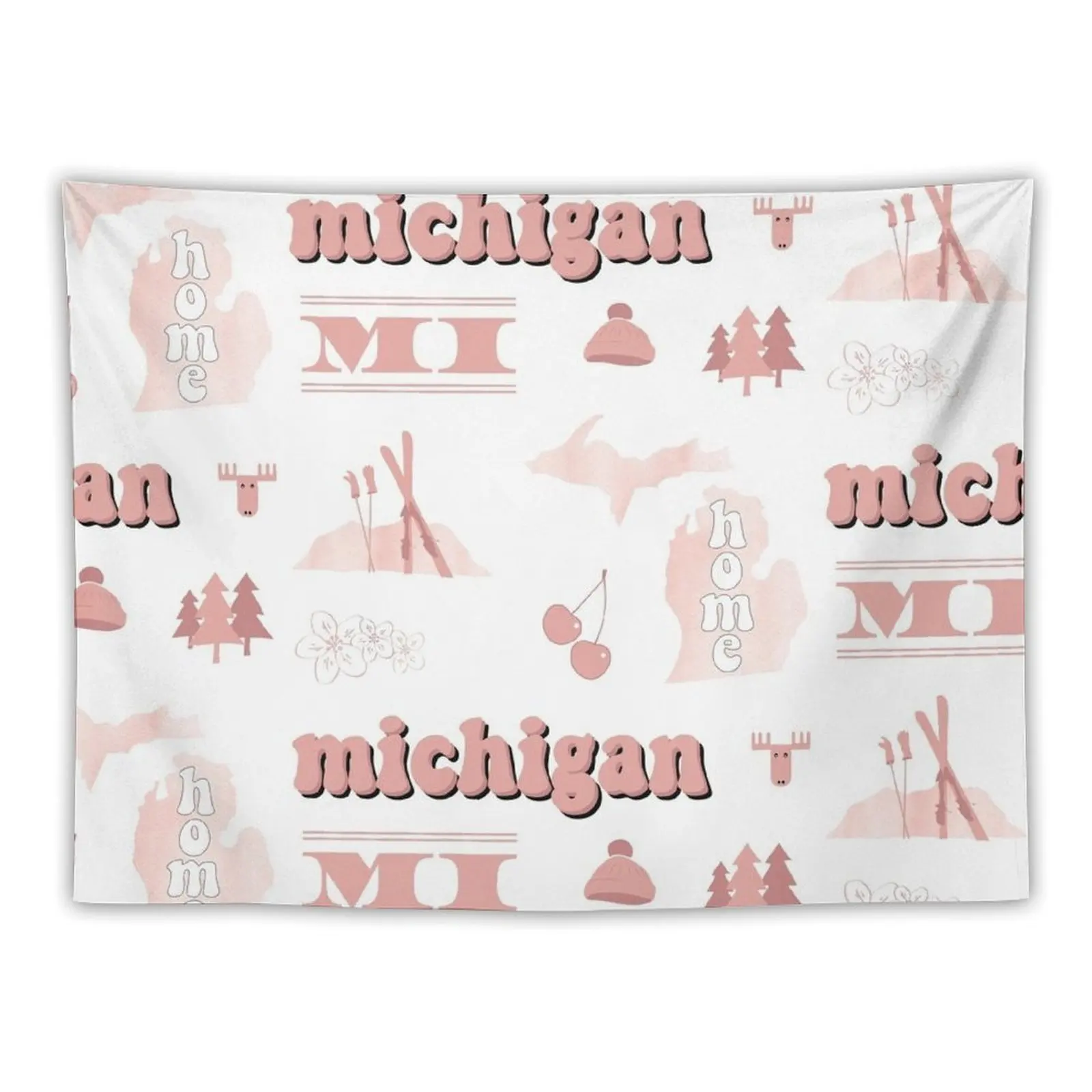 

Peach Blush Pink Watercolor Michigan US State Sticker Pack Tapestry Outdoor Decor Decoration For Rooms House Decoration Tapestry