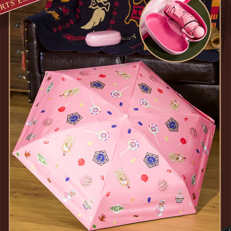 New Harries Potter Honey Dukes Folding Umbrella Movie Peripheral Anime Sunscreen Umbrella with Umbrella Box Pink Girly Heart Gif