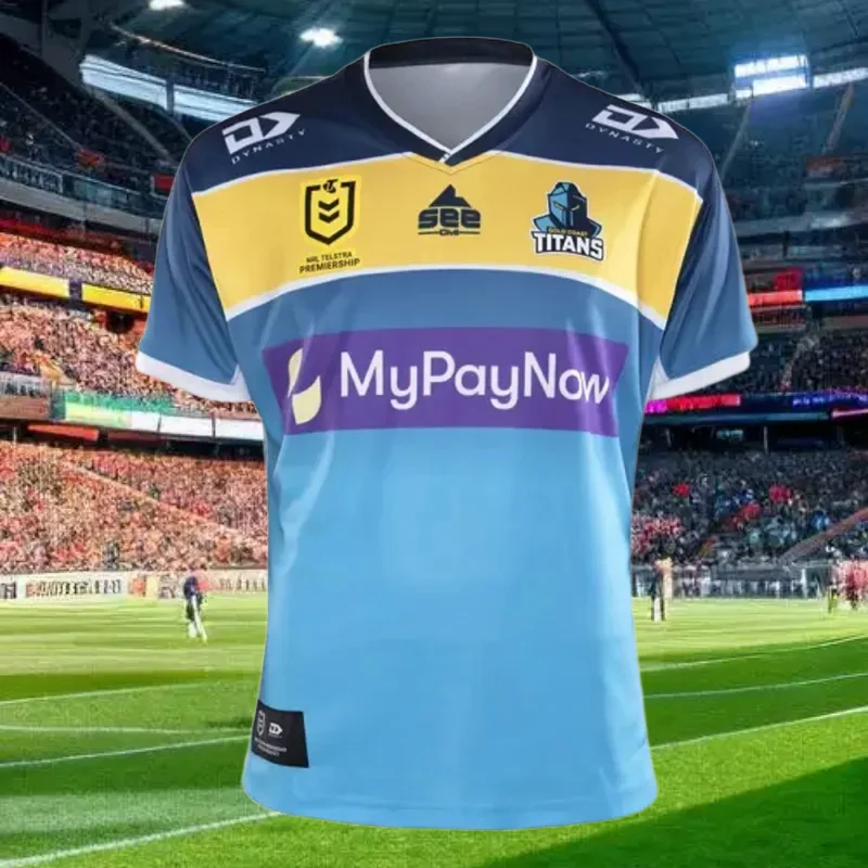 Pakaian Jersey Baru 2425 Kaus Pria Seragam Latihan Rugbi NRL Ukuran Besar Kaus Jersey Lengan Pendek Kualitas Tinggi