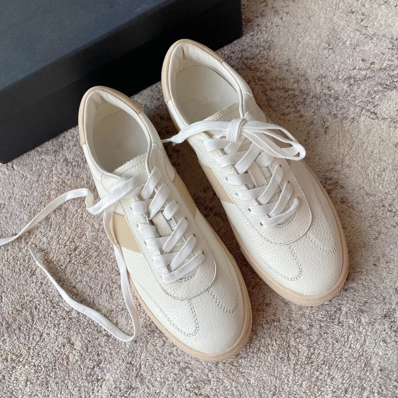 Jenny&Dave SS England Style Patchwrok Sneakers Women Genuine Leather Vulcanized Shoes Women Shoes Casual Training Sneakers Women