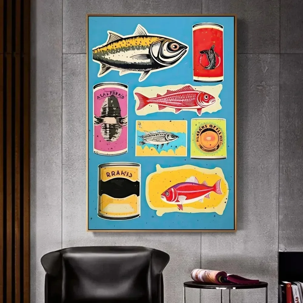 Colorful Sardine Lobster Fish Ocean Animal Canvas Painting Posters and Prints Wall Art Picture For Living Room Decoration