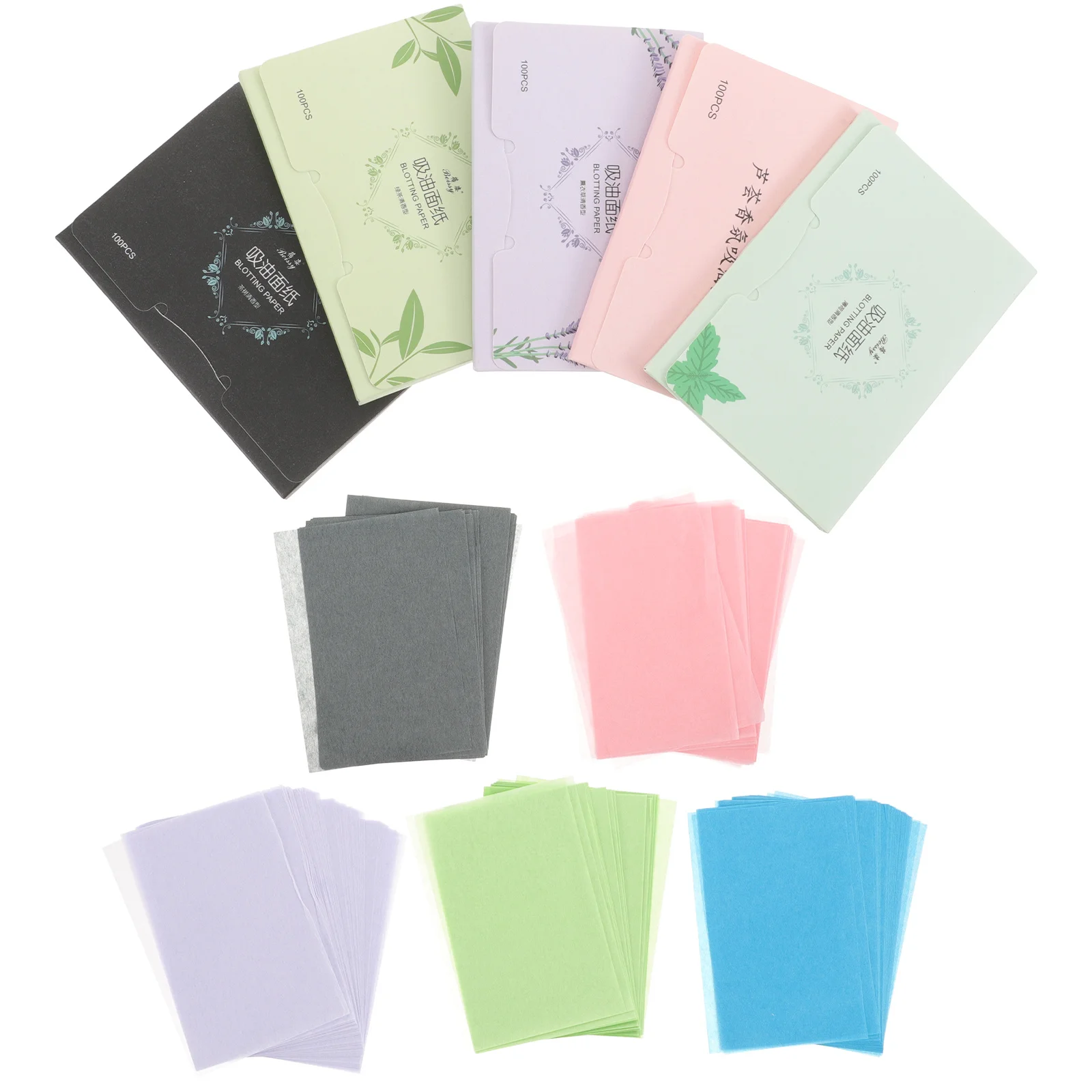

500 Pieces Facial Oil Blotting Paper Linen Pink Lavender Green Tea Chamomile Rose Fragrance Absorbing for Home Gym