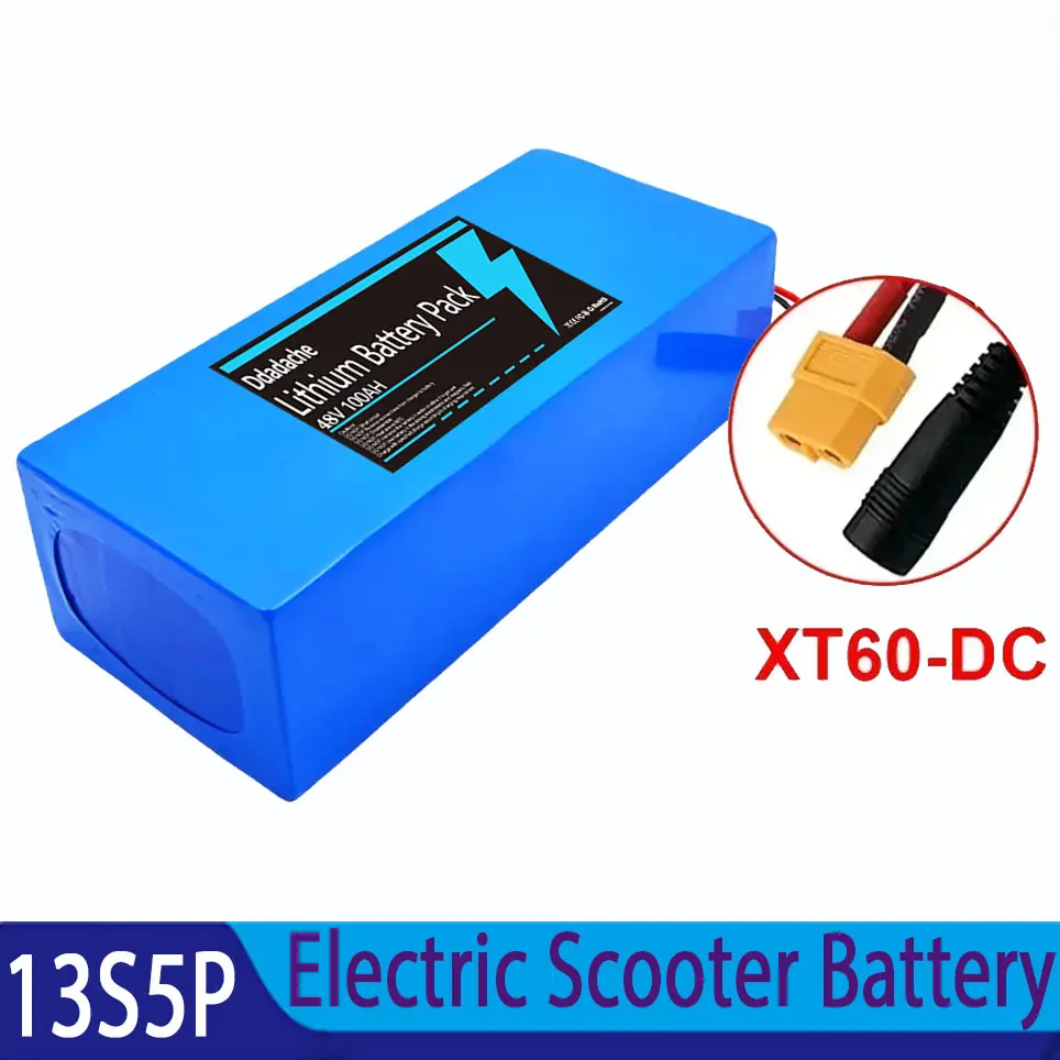 18650 batterijpakket geschikt voor 500-1000W motor 13S5P 48V 100000mAh oplaadbare lithiumbatterij, ingebouwd intelligent BMS