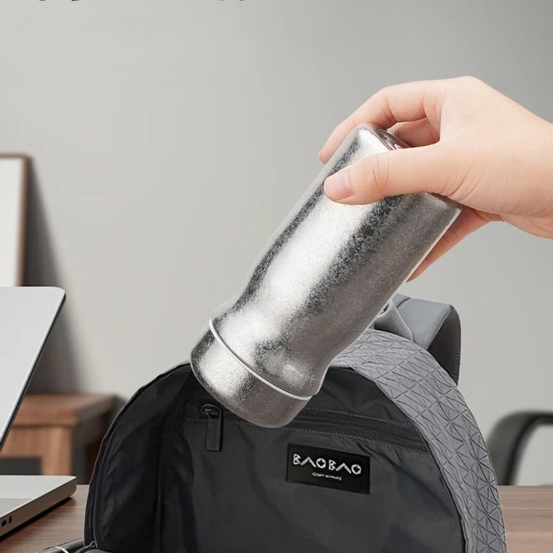 Mini Pure Titanium Insulated Water Bottle Pocket-Sized Travel Cup for Women, Birthday Gift for Bestie Hot Cold Retention Durable