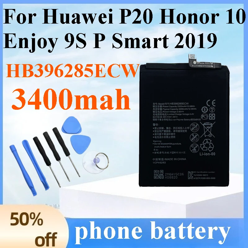 

New HB396285ECW Battery 3400mAh High Capacity Replacement Battery for Huawei P20 Honor 10 Enjoy 9S P Smart 2019