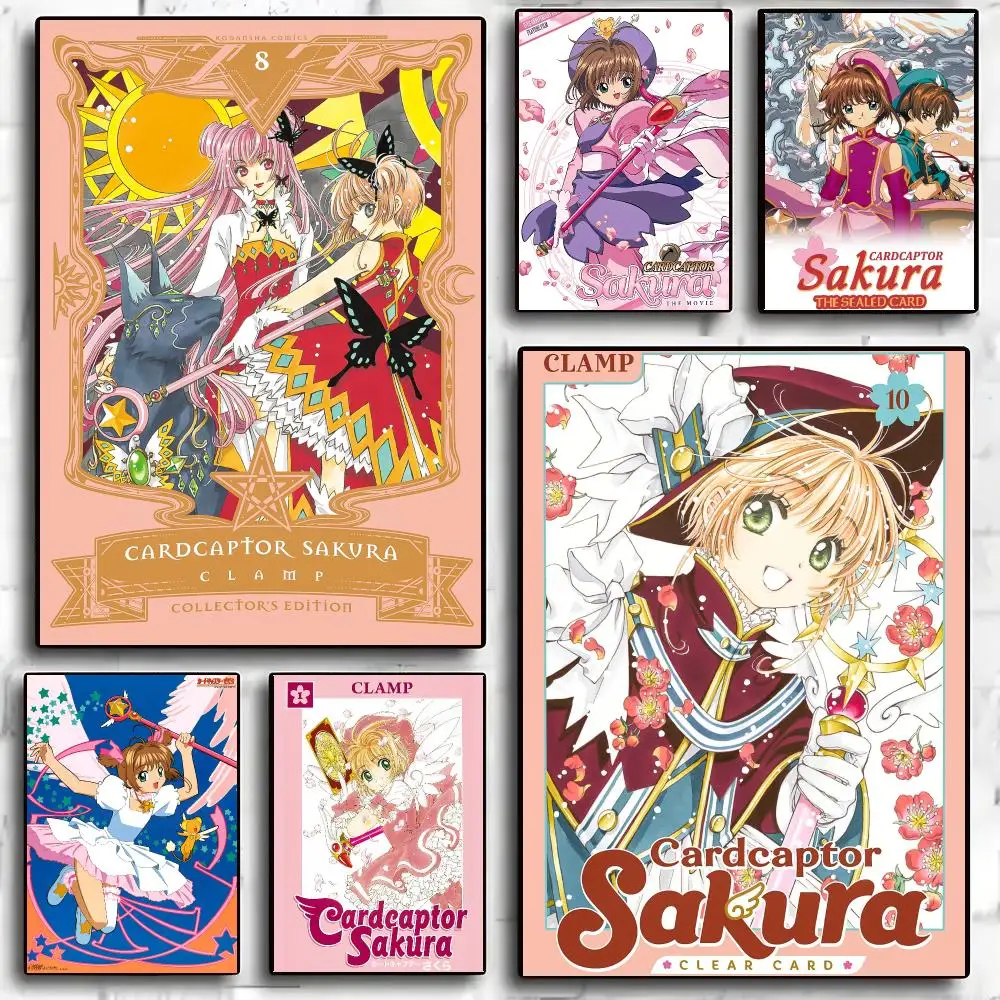 Anime Cardcaptor Sakura Poster Self-adhesive Living Room Bedroom Party Bar Decor Moisture-proof Fade-resistant