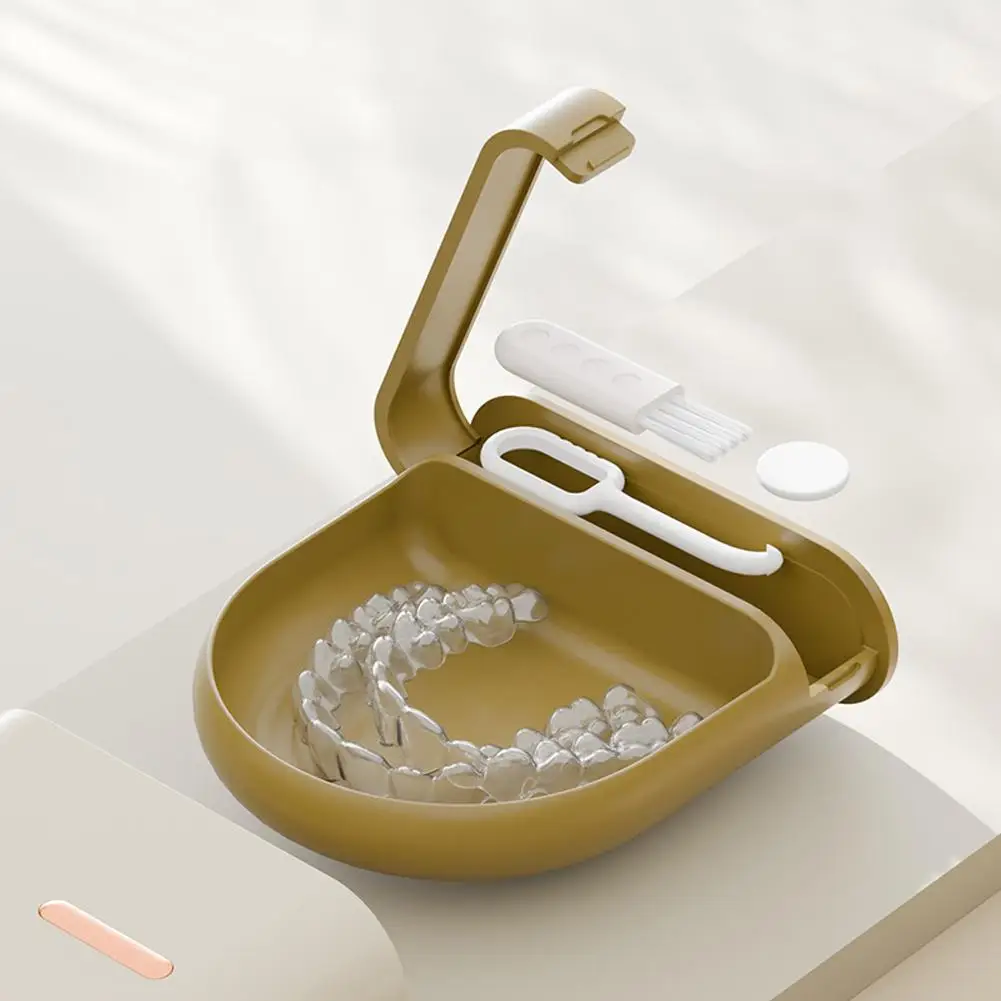 نصف دائرة قابلة للسحب صندوق صينية الأسنان المحمولة غير مرئية علبة الأسنان صندوق تخزين الأسنان كاذبة المحمولة صندوق جمع الأسنان #4