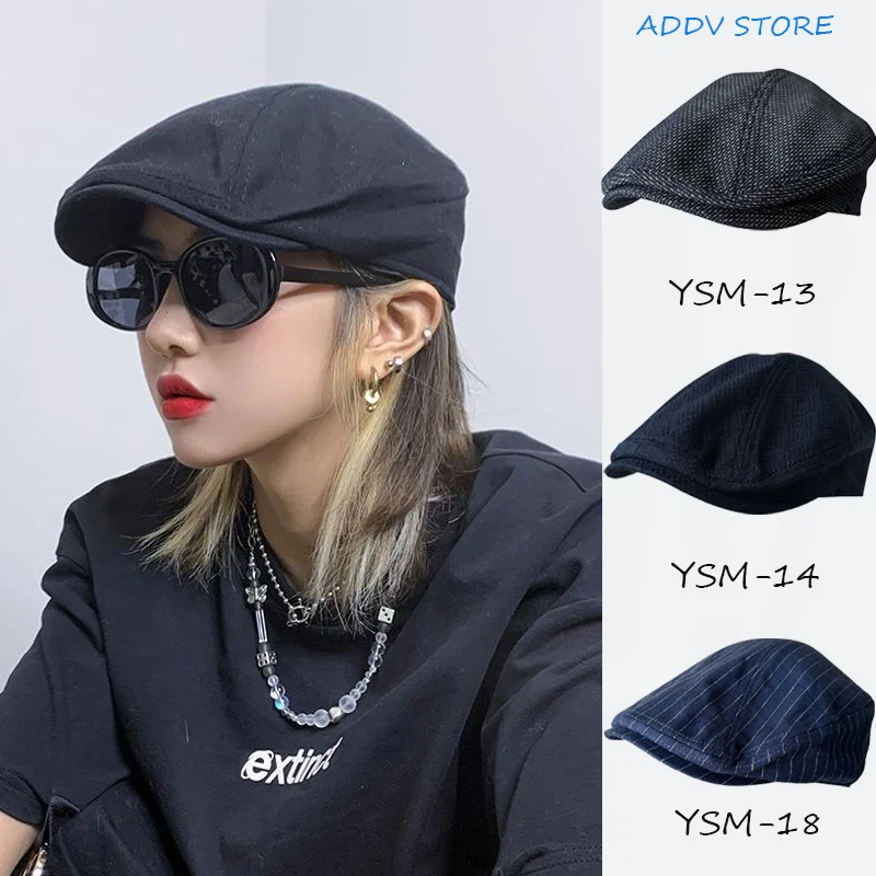 

S-XL Vintage Spring Summer Linen Newsboy Cap Breathable Militray Beret Men's Women Literary England Male Forward Hats Gorras