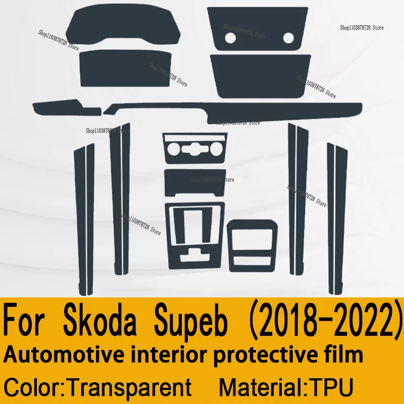 

For Skoda Supeb (2018-2022) Gearbox Panel Navigation Screen Automotive Interior TPU Protective Film Cover Anti-Scratch