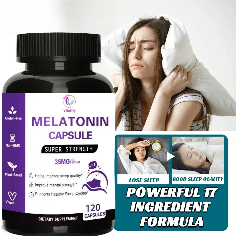 Vitality Melatonin Deep Sleep 35mg Sleep Aid - Melatonin Tablets for Men and Women - 30/60/120 Vegetarian Supplements Non-GMO