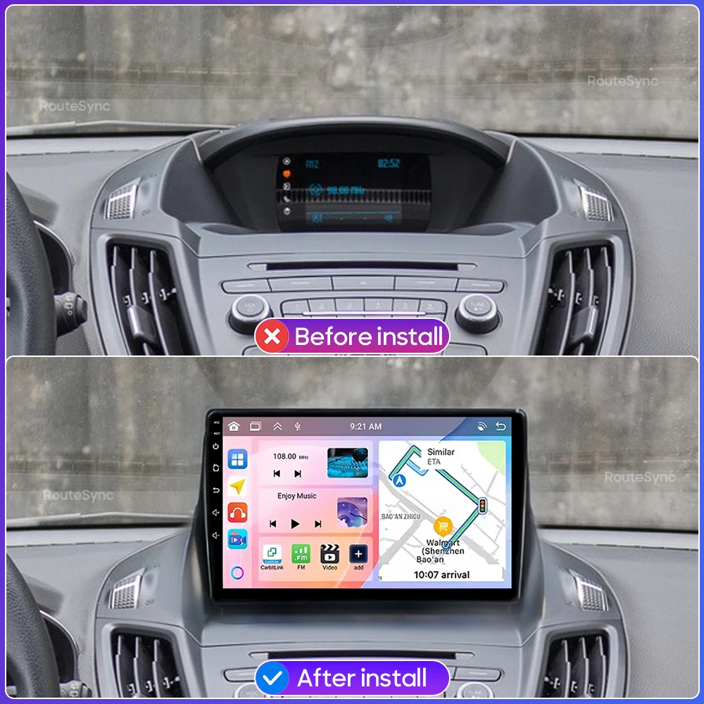 Android 15 For Ford C-MAX Kuga 2 Escape 3 2012 - 2019 Video Player Radio Navigation Car Multimedia Stereo CarPlay Auto GPS 2din