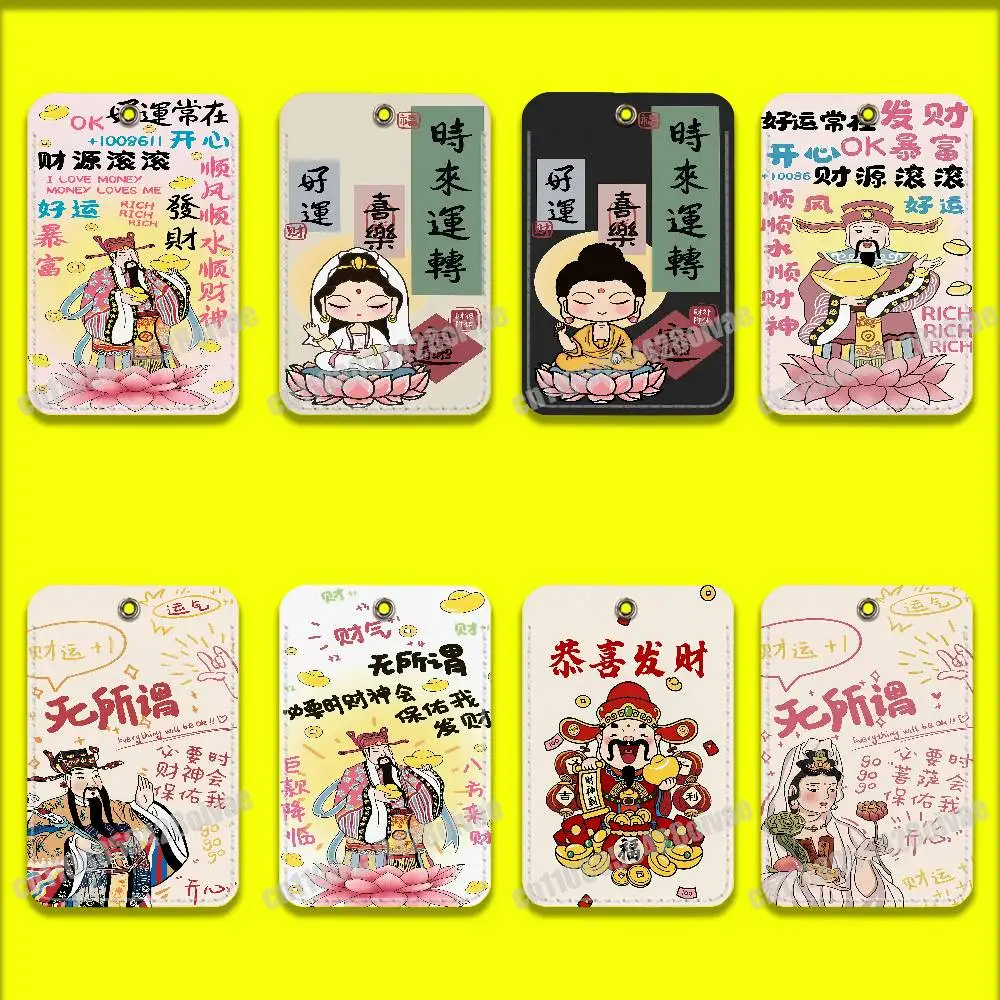 

Chinese Caishen God of Wealth Deity Buddha Bodhisattva Rich For ID Clips Credit Bank Bag Bus Meal Card Holder Cover Keychain