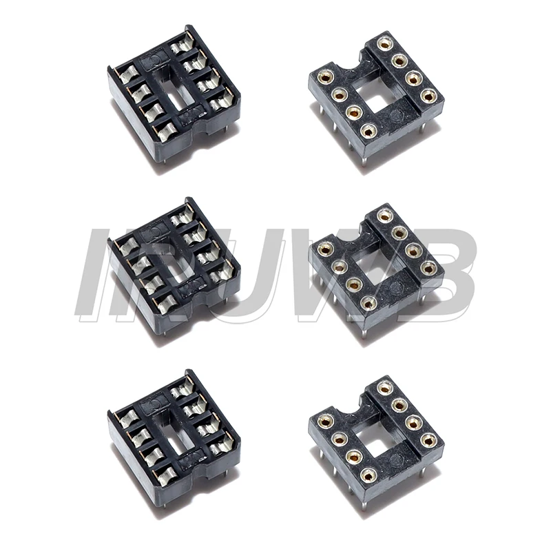 20pcs 2.54MM DIP DIP8 IC Sockets Adaptor Solder Type IC Connector DIP-8 Round Hole Square hole 8 Pins