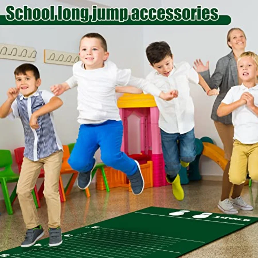 Long Jump Mat for Gym School Home Use: Carpeted Non-Slip Surface with Hash Marks Blue Durable PVC Foam Core view 5