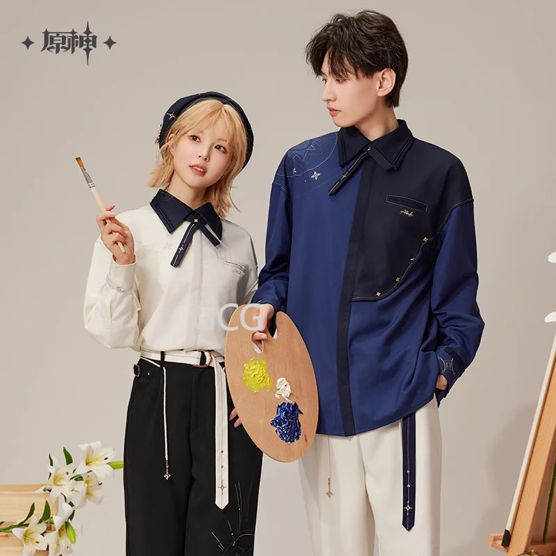 

Albedo Themed Impressions Casual Shirt [Official Product] Genshin Impact Beige/Navy Color Men's women's shirts gift cosplay