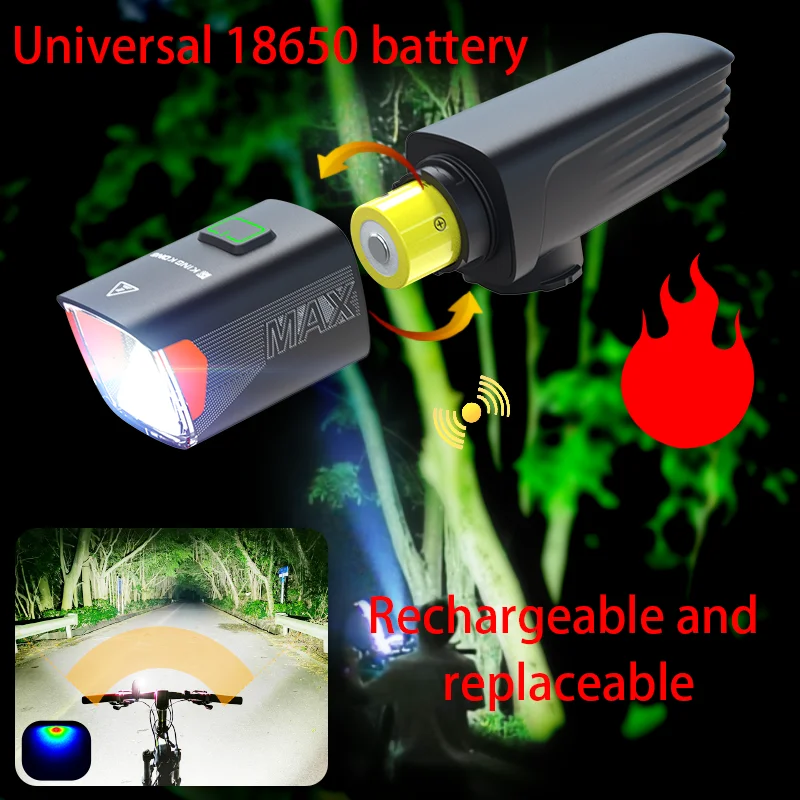 Kingkong X7MAX bike light with replaceable 18650 batteries, suitable for night riding on mountain bikes and road bikes