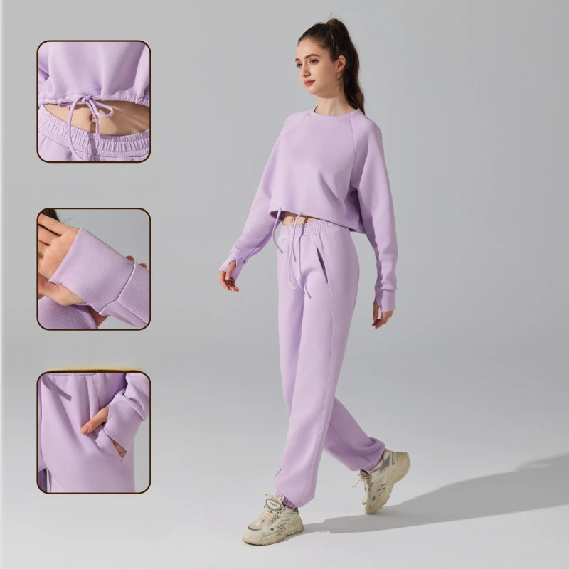 WESTSHAN Damski Dres Sportowy Dwuczęściowy Luźny Z Długim Rękawem Wiosna Jesień Outdoor Bieganie Fitness Yoga Bluza z Kapturem