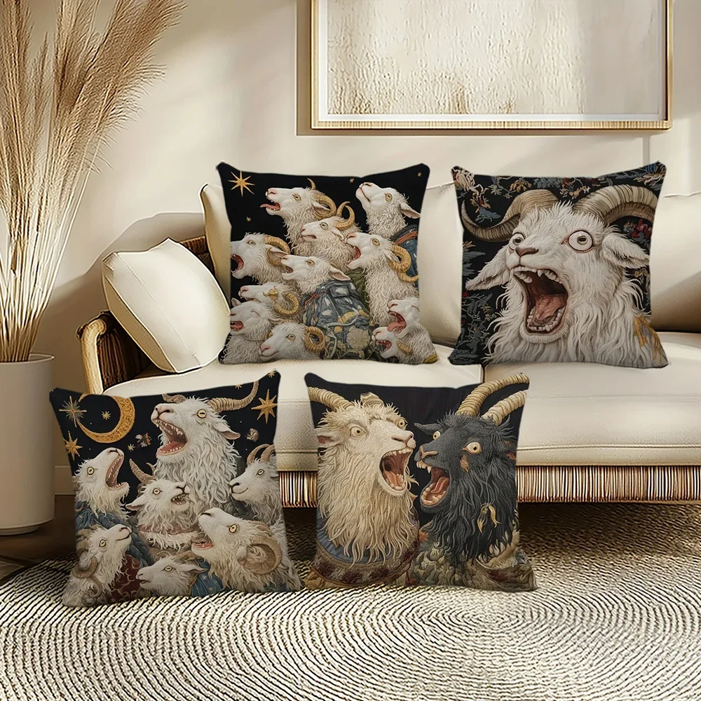 Exquisitas fundas de cojín con estampado de cabra: decoración inspirada en fantasía para su hogar, funda de cojín para sofá