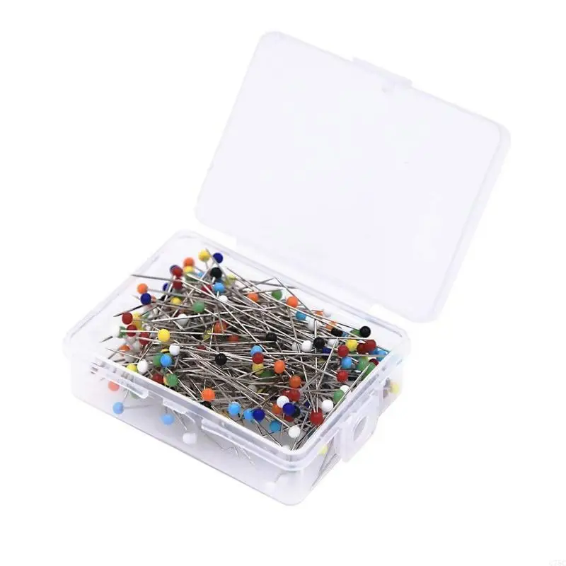 U75C 250pcs 38mm Sewing Pins for Fabric Bead Glass for Head Pins Stitch Knitting Needle DIY Safety Pin Quilting Tool