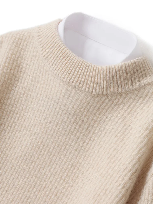 Autumn Winter New Style Loose Long Sleeve Half High Collar Knitted Wool Sweater Men's Fashionable Versatile Base Layer Shirt