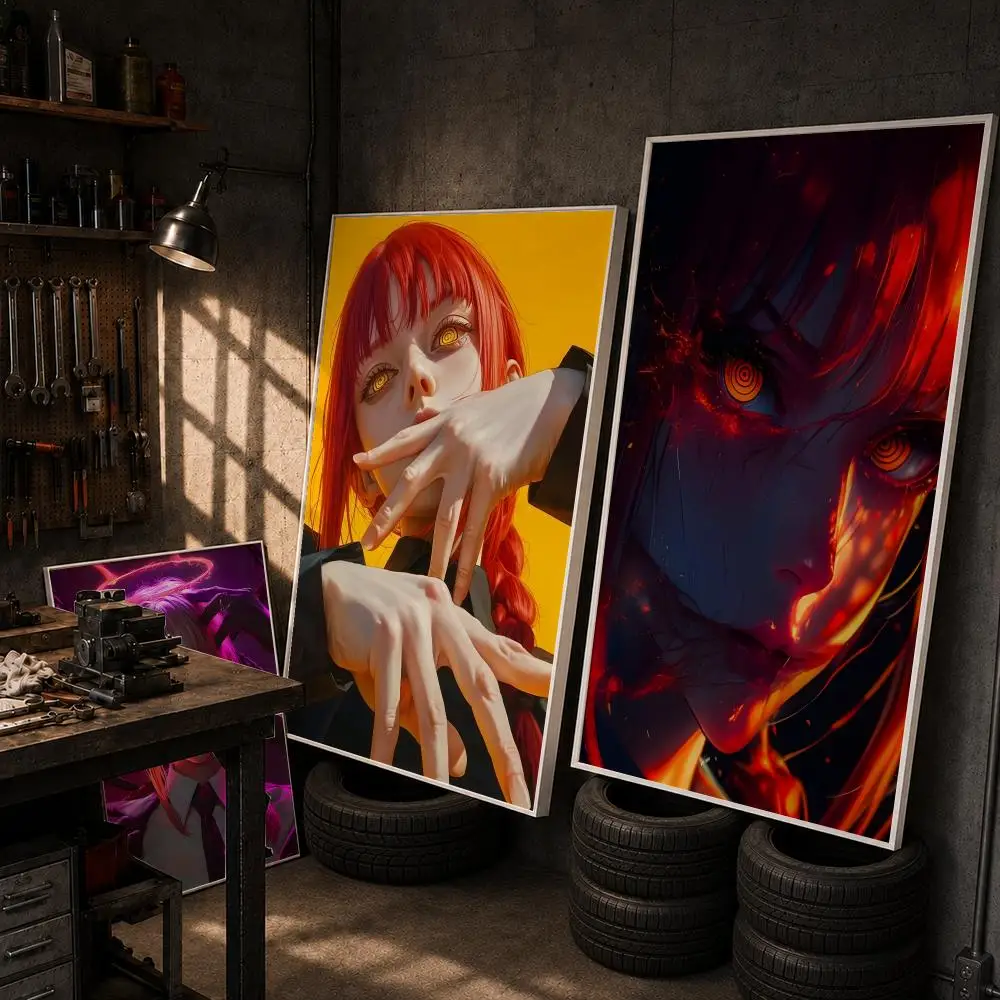 Popular Anime Chainsaw Man Makima Aesthetic Poster HD Wall Art Home Decor Waterproof Print Bedroom Garage Party Gift
