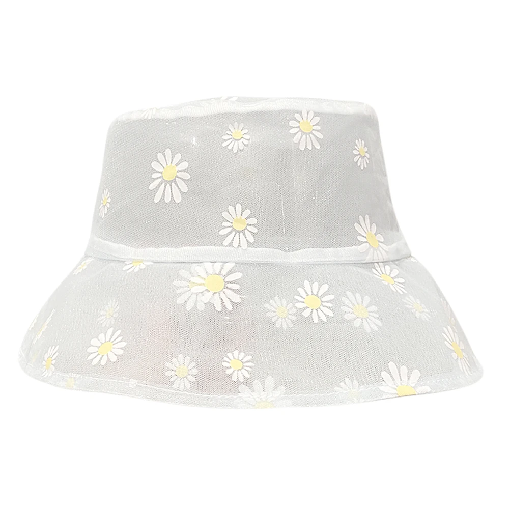 

Breathable Mesh Bucket Ladies Sun Protection Daisy Print Casual Cap Fisherman Hat Lightweight Anti UV Summer Beach Hat