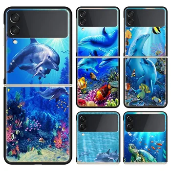 حافظة لهاتف سامسونج جالاكسي Z Flip ، غطاء فاخر ، أعماق البحار ، سلحفاة ، دولفين ، منظر طبيعي ، هارد بي سي ، فوندا ، بلاك شيل ، Z Fl ، Flip 5 ، 4 ، 3 ، 5G