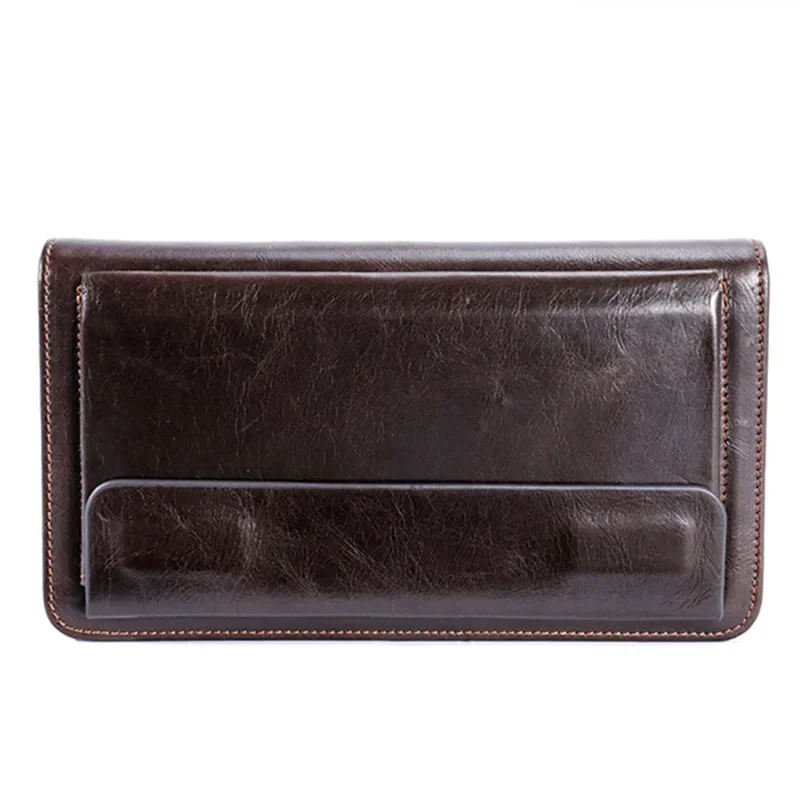 New Genuine Leather Wallet Men Long Wallet Women Zipper Purse With Hand Strap Lady Clutch Coin Purse Male Business Cowhide Purse