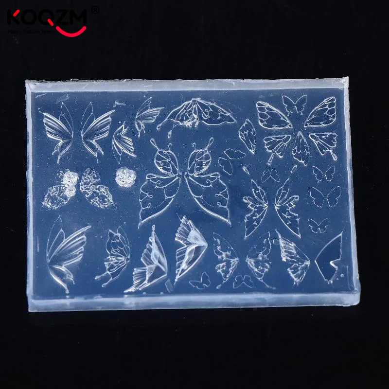 3D Silikon Schmetterling Nagel-Schnitzform Schmetterlingsflügel Stempelplatte Nagelschablonen Nagelvorlage