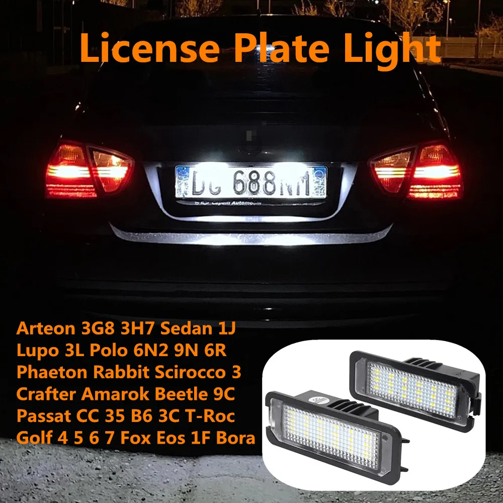 NEW Error Free LED Car License Plate Light Bulbs Accessories For VW Arteon 3G8 3H7 Sedan 1J Lupo 3L Polo 6N2 9N 6R Golf 4 5 6 7